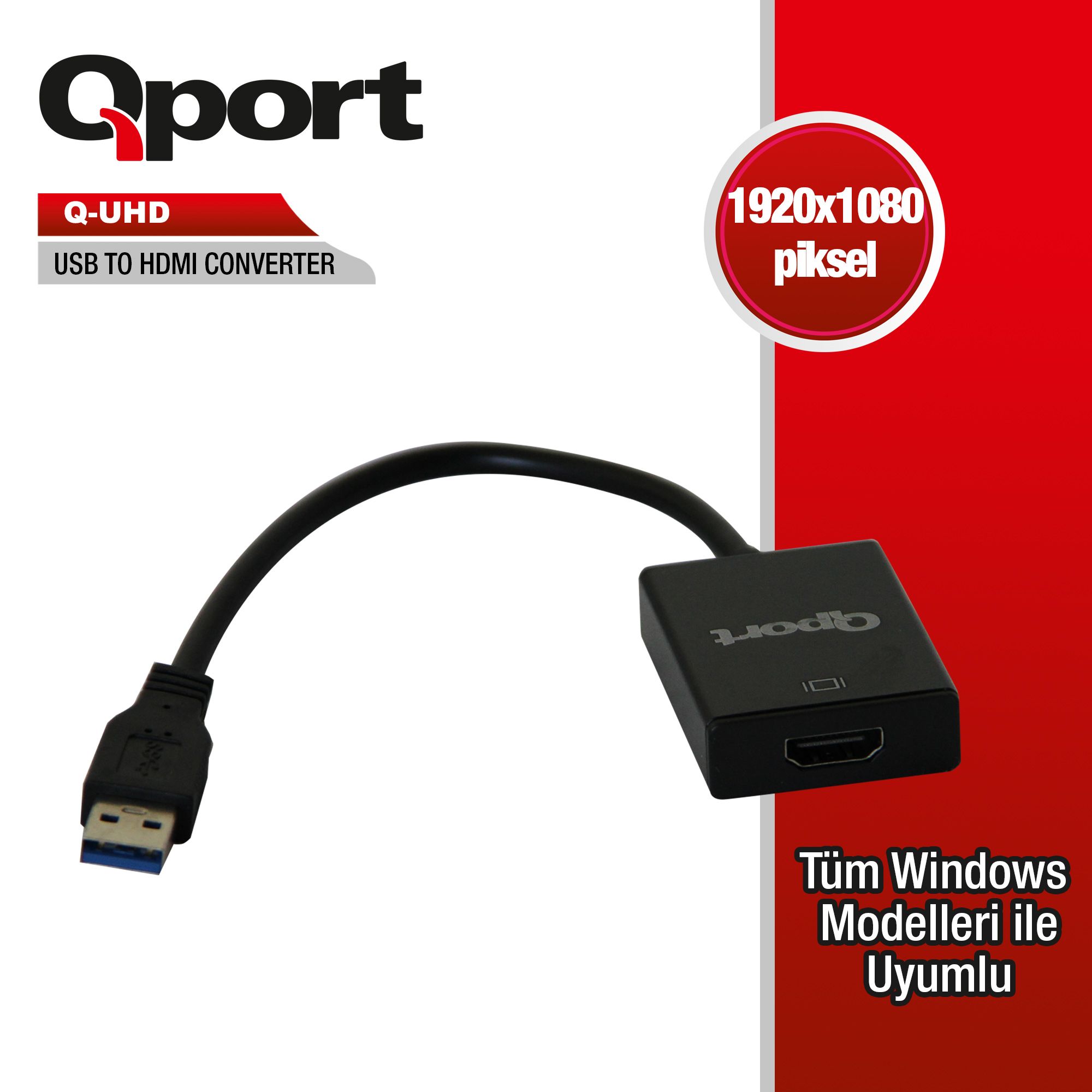 Qport Q-UHD 15cm USB3.0=>HDMI 1920*1080 çevirici