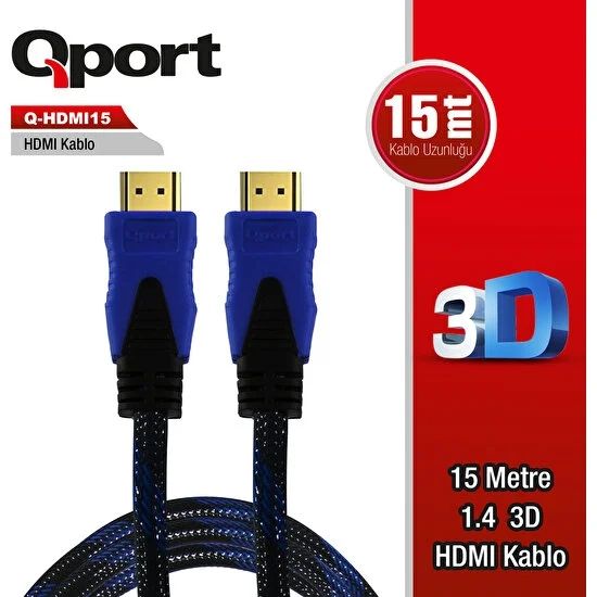 Qport Q-HDMI152  15m HDMI altın uçlu 2.0V 4K kablo