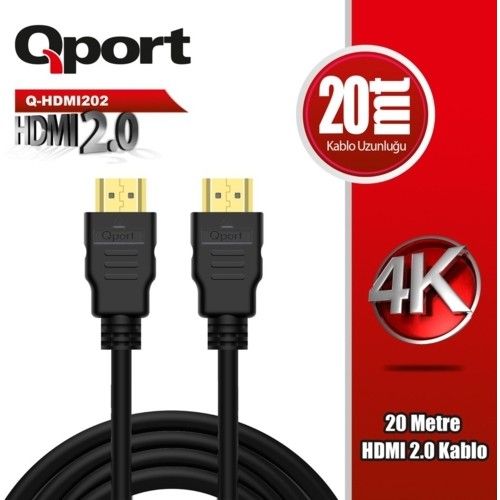 Qport Q-HDMI202  20m HDMI altın uçlu 2.0V 4K kablo