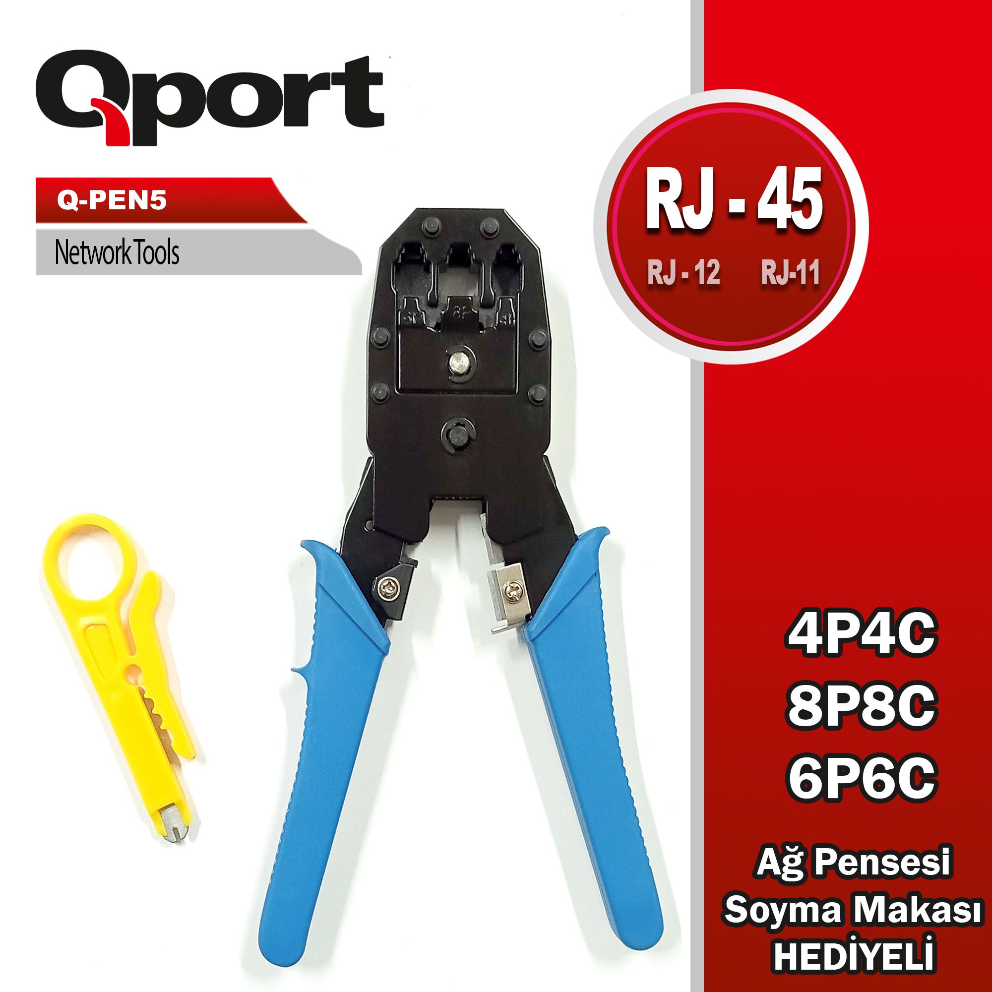 Qport Q-PEN5  RJ11/12/45 Sıkma pensesi+sıyırma ap.