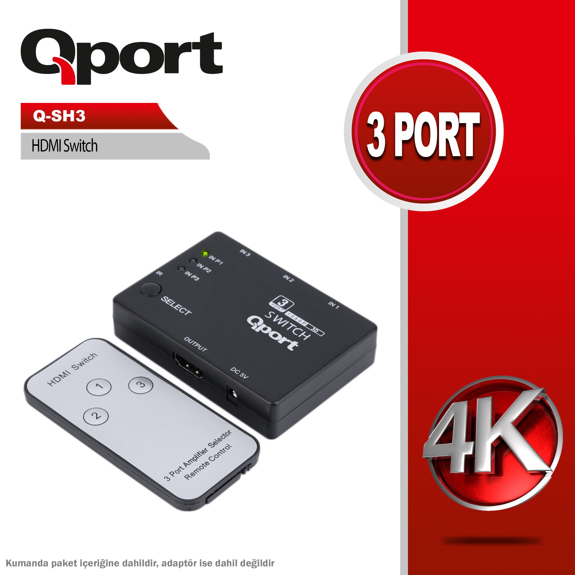 Qport Q-SH3 3 Portlu HDMI switch