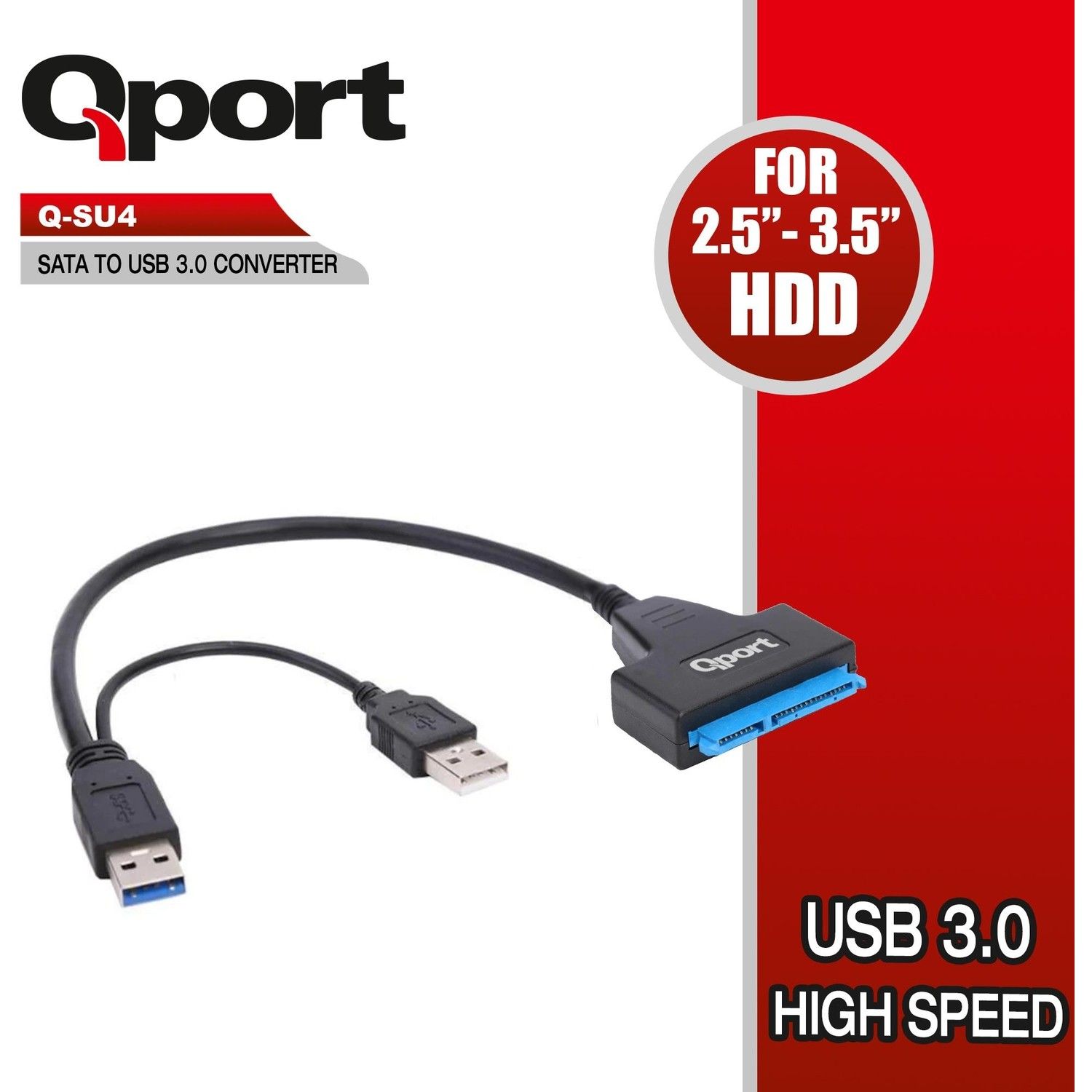 Qport Q-SU4  2,5/3,5" SATA =>USB 3.0 çevirici+USB
