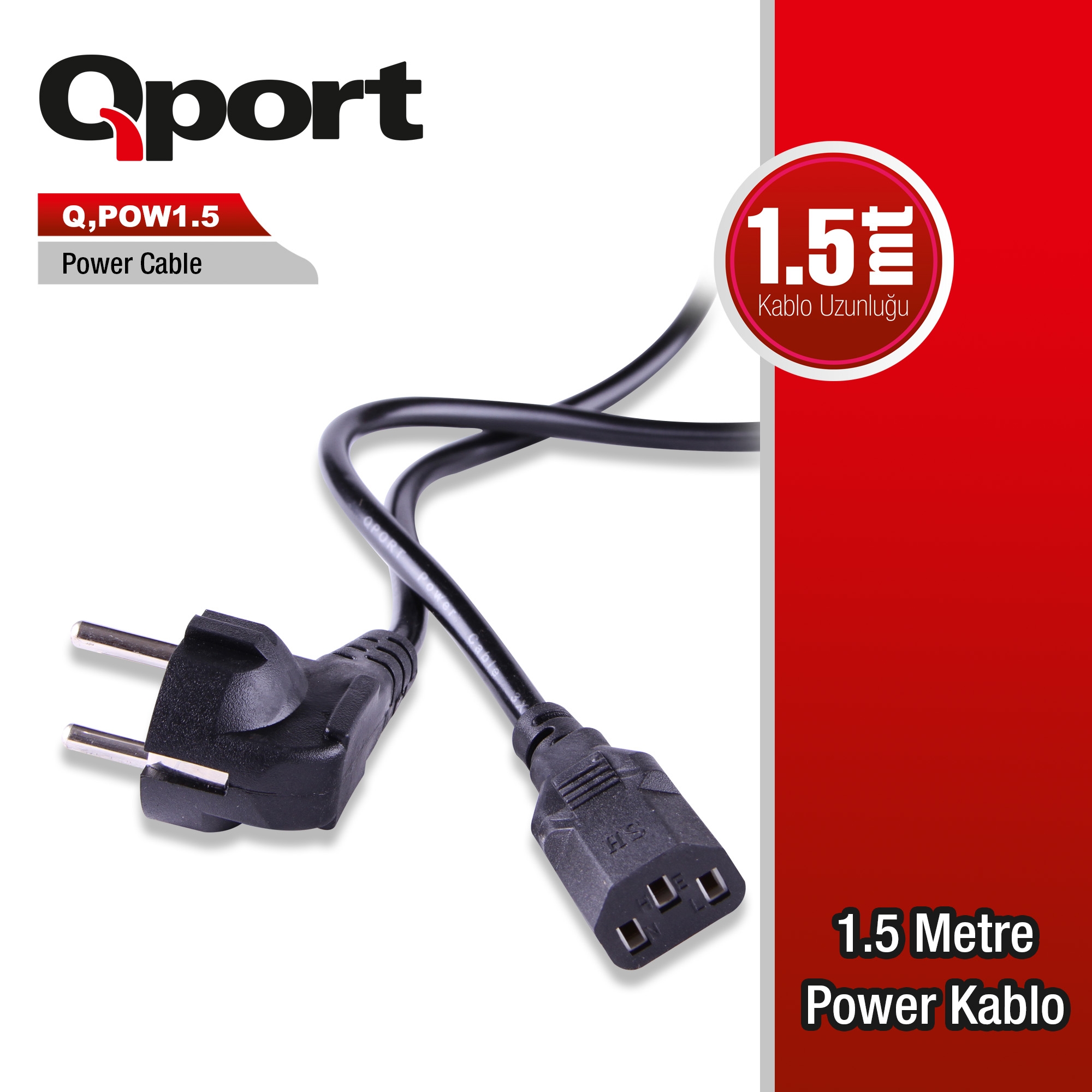 Qport Q-POW1.5 1,5m 075mm Power kablo