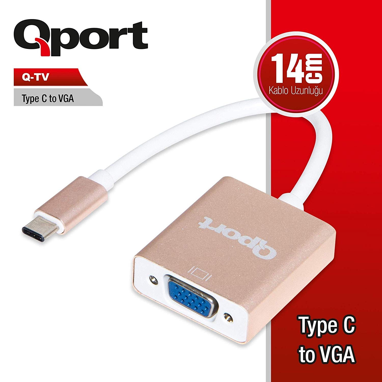 Qport Q-TV Tip-C(M)=>VGA(F)1920*1080P 60Hz çeviric